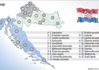 Za raspodjelu novca iz fondova EU Hrvatska podijeljena na tri regije