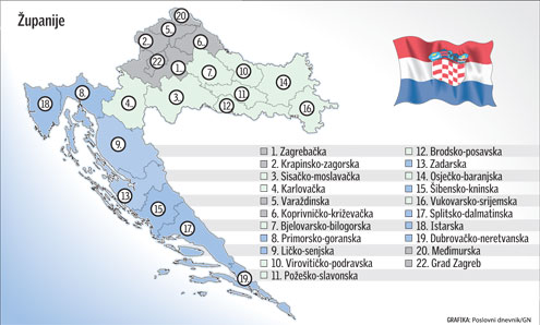 Za raspodjelu novca iz fondova EU Hrvatska podijeljena na tri regije