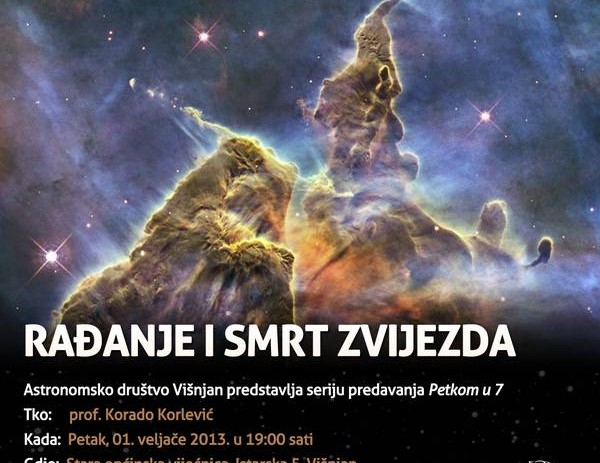 U petak predavanje "Rađanje i smrt zvijezda" prof. Korada Korlevića