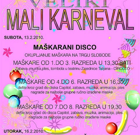 Maškarani Disco u subotu, 13. veljače