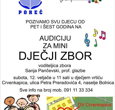 DND Poreč poziva djecu na audiciju za Mini dječji zbor