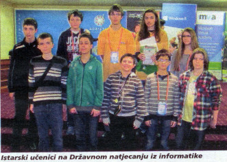 DRŽAVNO NATJECANJE IZ INFORMATIKE "INFOKUP 2013" – među deset Istrana i Porečani