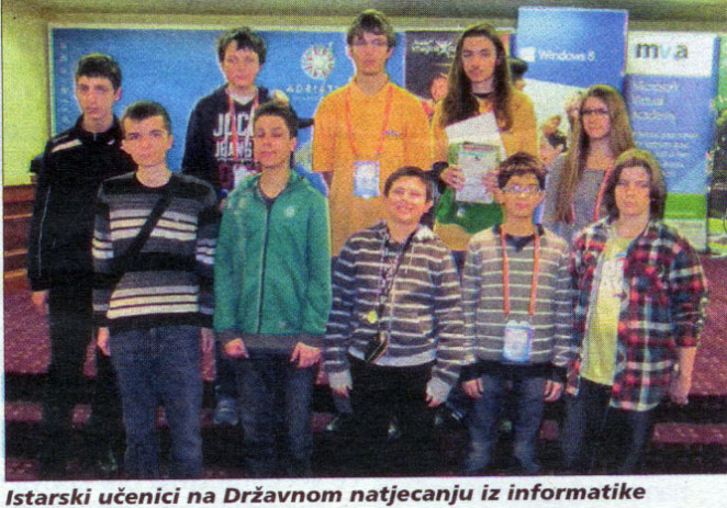 DRŽAVNO NATJECANJE IZ INFORMATIKE "INFOKUP 2013" – među deset Istrana i Porečani