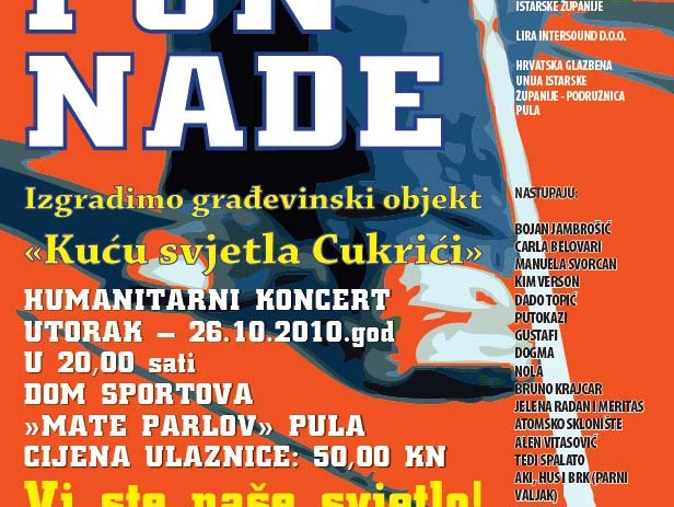 U utorak, 26. listopada, veliki humanitarni koncert "Život pun nade"