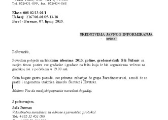 Grad Poreč Vas u ime gradonačelnika poziva na feštu povodom pobjede na nedavnim izborima