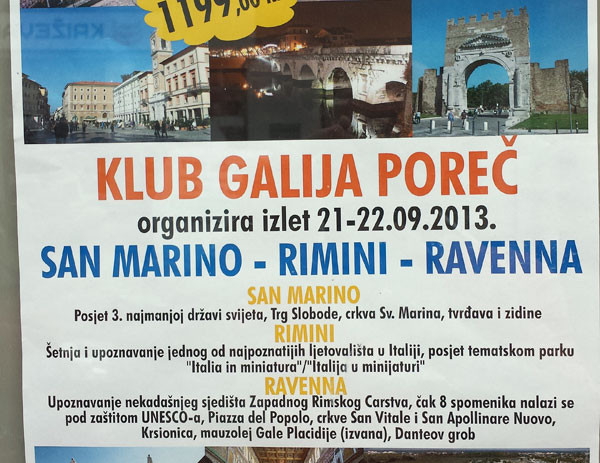Klub “Galija” poziva sve umirovljenike na izlet u Rimini – San Marino