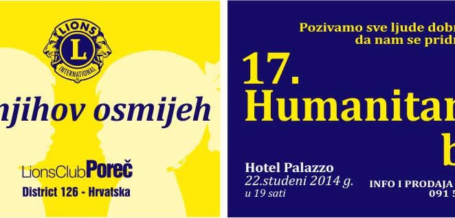 Lions Club Poreč poziva Vas na humanitarni bal u subotu, 22. studenog u hotelu Palazzo