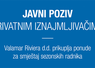 Valamar Riviera d.d. prikuplja ponude za smještaj sezonskih radnika