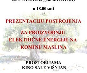 Višnjan: Prezentacija postrojenja za proizvodnju električne energije na kominu maslina