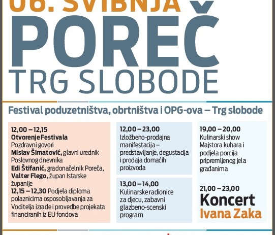 Poreč deveti u Hrvatskoj po broju poduzetnika – veliki broj njih sudjelovat će na Festivalu poduzetništva, obrta i OPG-ova