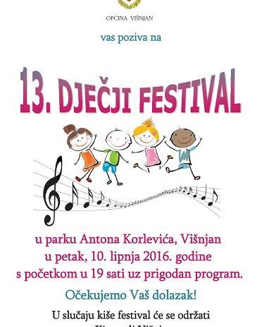 13. Dječji festival u Višnjanu u petak, 10. lipnja