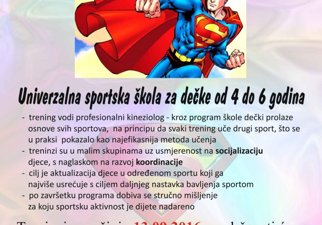 Postani SUPERMAN – Univerzalna sportska škola za dečke od 4 do 6 godina