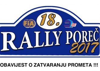 Obavijest o zatvaranju prometnica 3. i 4.11. zbog održavanja Poreč Rally-a