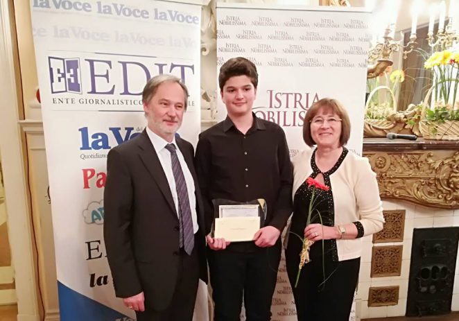 Učenik Umjetničke škole Poreč  Lorenzo Palman dobitnik nagrade  „Istria Nobilissima“ 2017.