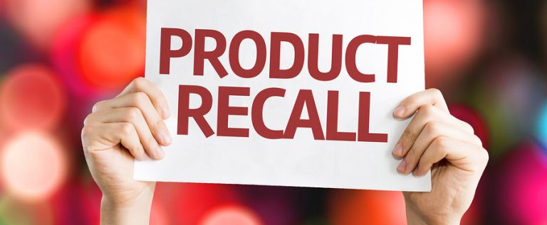 Product Recall card with colorful background with defocused ligh