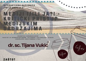 “Mediji i/ili ja?! – Kritički pristup medijskim sadržajima”- interaktivna radionica za srednjoškolce u srijedu, 10. listopada