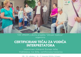 Turistička zajednica Općine Vrsar organizira tečaj  „Certificirani vodič interpretator“