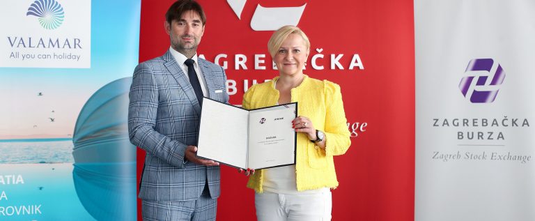Predsjednica Uprave Zagrebačke burze Ivana Gažić i Marko Čizmek, član Uprave Valamar Riviere
