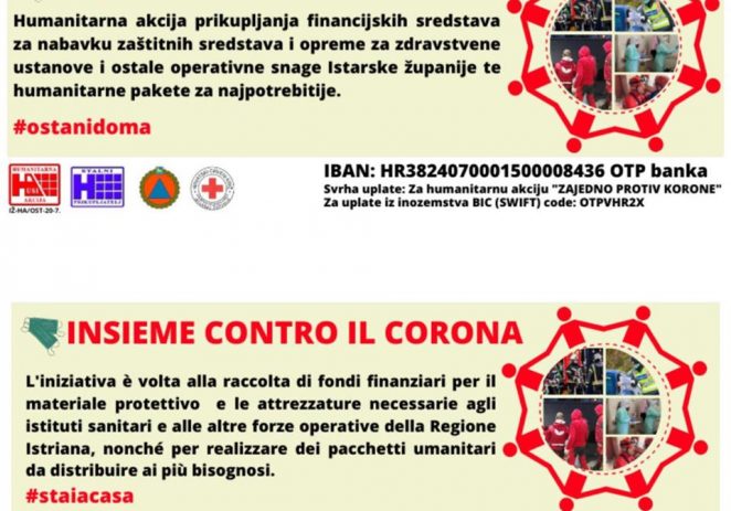 Pokreće se velika humanitarna akcija u Istri „Zajedno protiv korone“