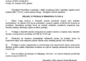 Lučka uprava Umag – Novigrad donijela odluku o prodaji izravno s ribarskih plovila krajnjim potrošačima