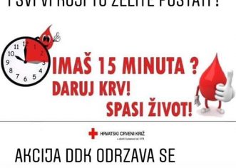 Dobrovljna akcija darivanja krvi održati će se u ponedjeljak, 27. srpnja