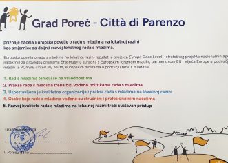 Grad Poreč dobio je Europsku povelju o radu s mladima na lokalnoj razini i nastavlja raditi na certificiranju i programima za mlade
