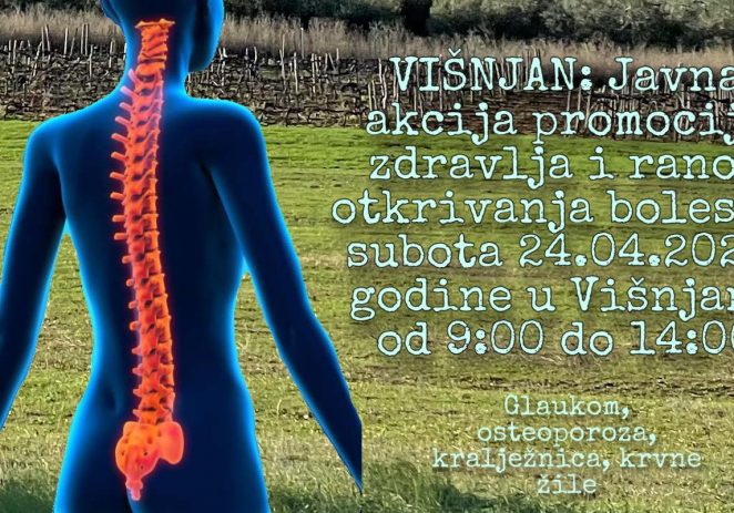 Javna akcija promocije zdravlja i ranog otkrivanja bolesti u subotu 24.04.2021. godine u Višnjanu od 9:00 do 14:00