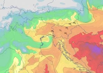 Povećana koncentracija prašine pustinjskog pijeska iznad Istre, Dalmacije, Slovenije