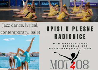 Studio za izvedbene umjetnosti “MOT 08” objavljuje UPISE u plesne radionice za djecu