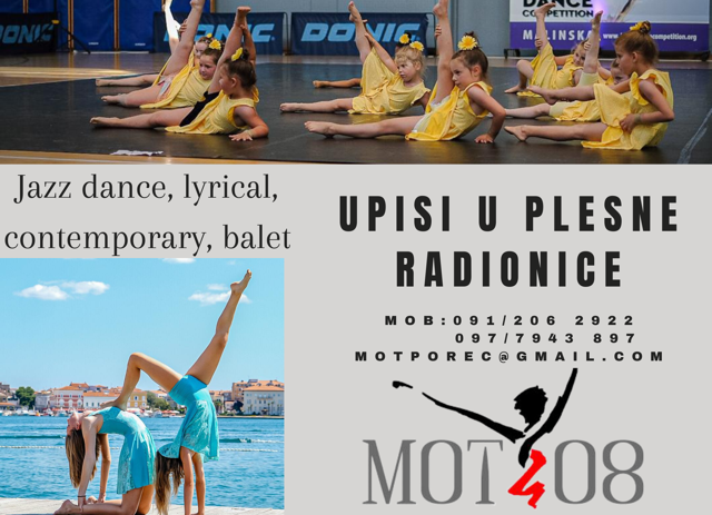 Studio za izvedbene umjetnosti “MOT 08” objavljuje UPISE u plesne radionice za djecu