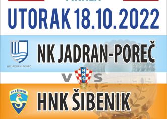 NK Jadran Poreč – HNK Šibenik u utorak u 15:00 na stadionu Veli Jože