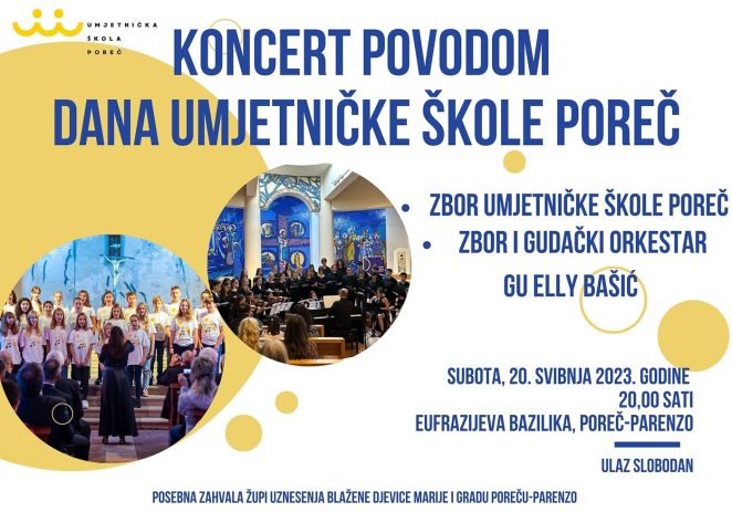 U subotu koncert zbora Umjetničke škole Poreč i zbora i gudačkog orkestra GU Elly Bašić
