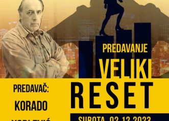 U subotu, 2. prosinca predavanje Korada Korlevića “Veliki Reset” u sv. Lovreču