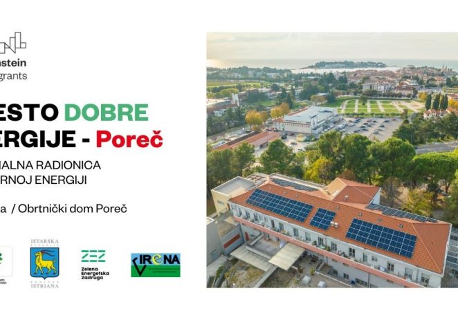MJESTO DOBRE ENERGIJE – Poreč – Poziv Gradovima, Općinama, njihovim ustanovama i trgovačkim društvima na regionalnu radionicu o solarnoj energiji
