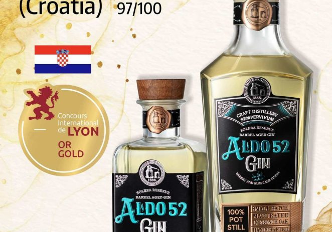 ALDO 52 – Aged Barreled Gin porečke destilerije Sempervivum na Concours international u francuskom Lyonu proglašen najboljim ginom na svijetu