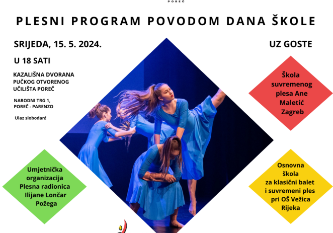 Plesni program povodom Dana Umjetničke škole Poreč uz goste iz Zagreba, Rijeke i Požege