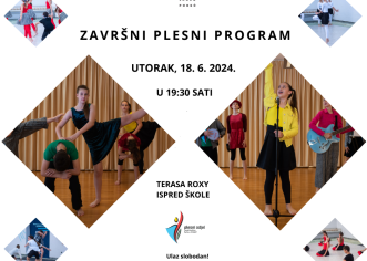 Završni plesni program škole suvremenog plesa Umjetničke škole Poreč u utorak, 18. lipnja