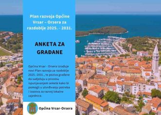 Poziv stanovnicima Općine Vrsar – Orsera na sudjelovanje u izradi Plana razvoja 2025.-2031.