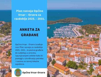 Poziv stanovnicima Općine Vrsar – Orsera na sudjelovanje u izradi Plana razvoja 2025.-2031.