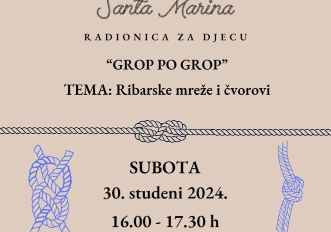 U subotu u Taru RADIONICA ZA DJECU „Grop po grop“ – prijave do petka, 29. studenog!