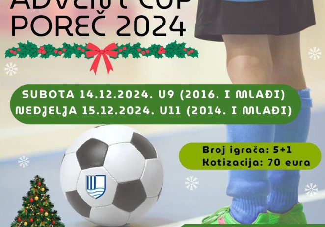 Škola nogometa Jadran-Poreč organizira malonogometni turnir „Advent cup Poreč 2024“ – otvorene su prijave !