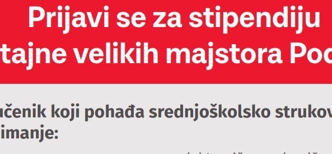 Podravka pokreće program stipendiranja “Male tajne velikih majstora Podravke” – Natječaj za stipendije u iznosu od 1.800 eura godišnje je u tijeku, a prijaviti se mogu učenici srednjih strukovnih škola