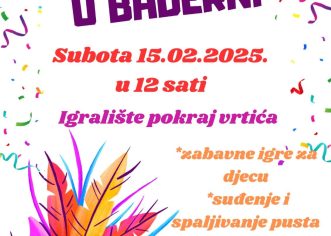 Dječji karneval u Baderni u subotu, 15. veljače !