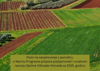 Poziv na savjetovanje s javnošću o Nacrtu Programa potpora poljoprivredi i ruralnom razvoju Općine Vižinada-Visinada za 2025. godinu