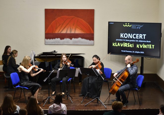 Održan koncert klavirskog kvinteta (Alisa Cvitan, Matea Beotić, Liubov Zuraeva, Fabio Jurić i Chiara Jurić Božac) povodom 50. obljetnice Umjetničke škole Poreč