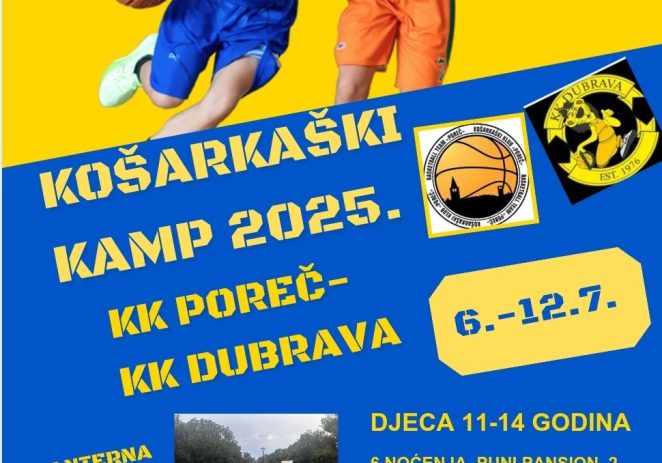 Košarkaški klub Poreč poziva na upise u Ljetni Košarkaški kamp KK Poreč-KK Dubrava, 6.-12.7. 2025.