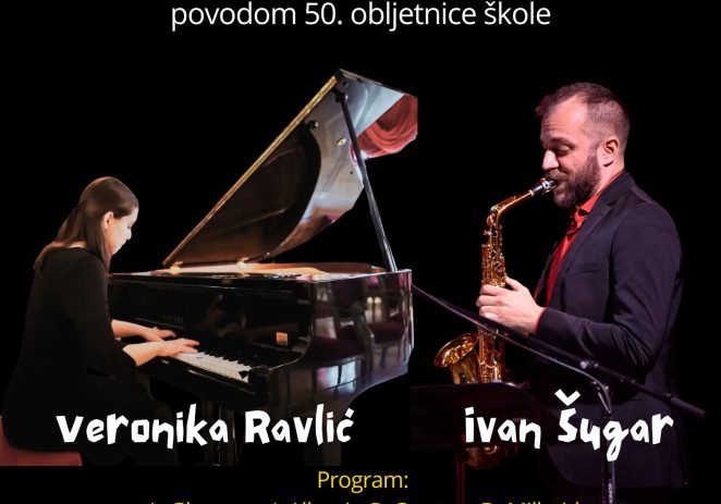 Koncert Ivana Šugara – saksofon i Veronike Ravlić – klavir u Umjetničkoj školi Poreč u srijedu, 9. travnja