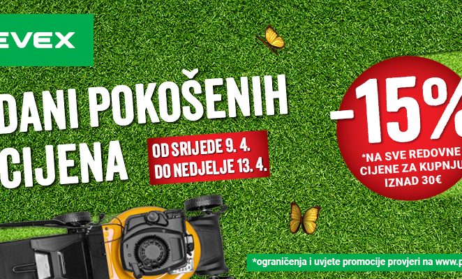 15% popusta na sve redovne cijene u PEVEX-u