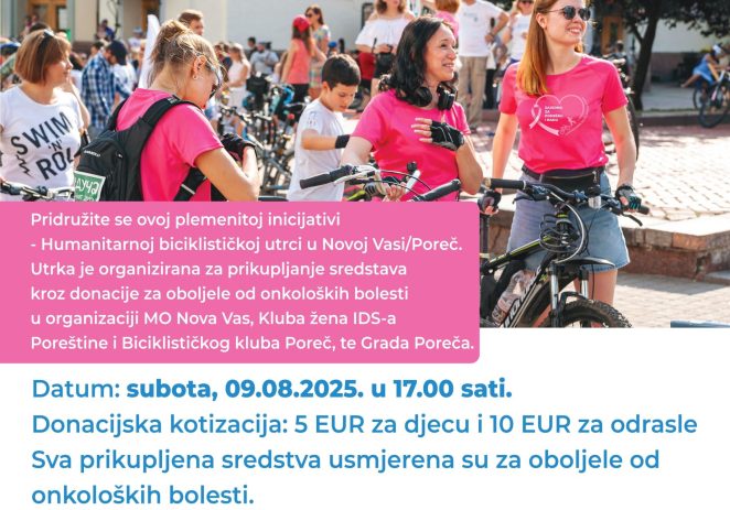 Nova Vas: humanitarna biciklijada Bicicletta rosa za pomoć onkološkim pacijentima
