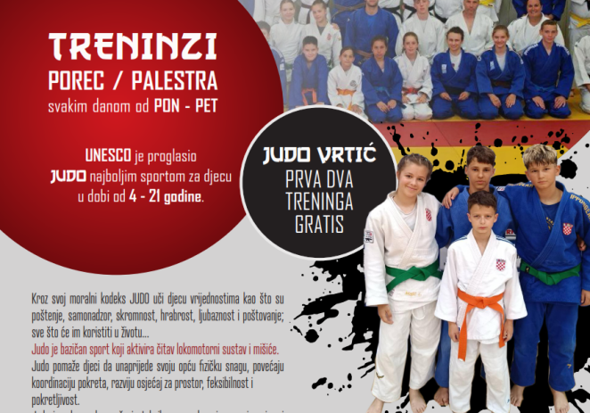 Judo Klub Istra-Poreč nastavlja s treninzima i upisuje nove članove